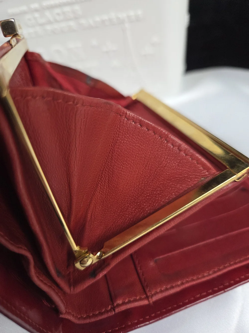 Vintage Chanel Red Patent Leather Oversized CC Kiss Lock Wallet